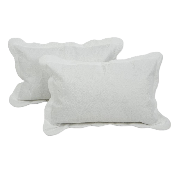Kitro White Casual Classic Standard Quilted Pillowcase 2 Pack