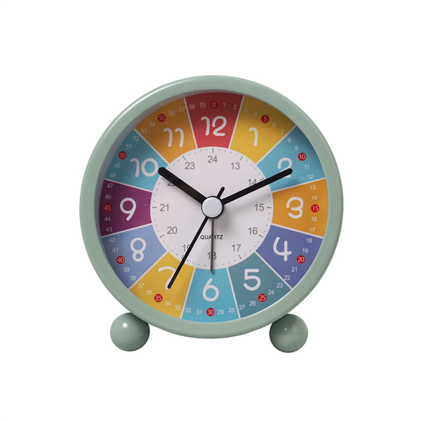 Educational Wall Clock For Kids Learning Time Decorative Clock Green