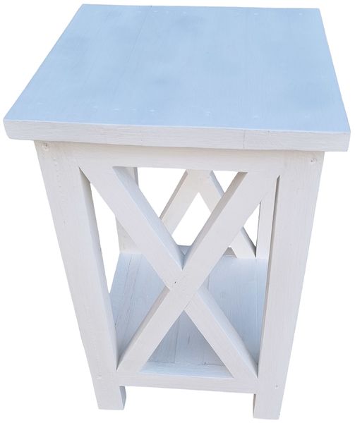 Eddie White elegant X Pedestal / Bedside / Nightstand or Coffee Table