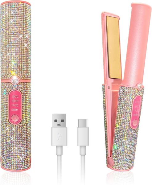 Mini Wireless Hair Straightener &amp; Curler 2 in 1 Portable/Rechargeable