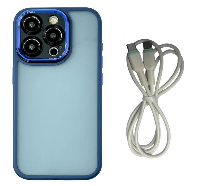 Blue Shockproof Case &amp; USB-C Charging Cable Combo For iPhone Series 16