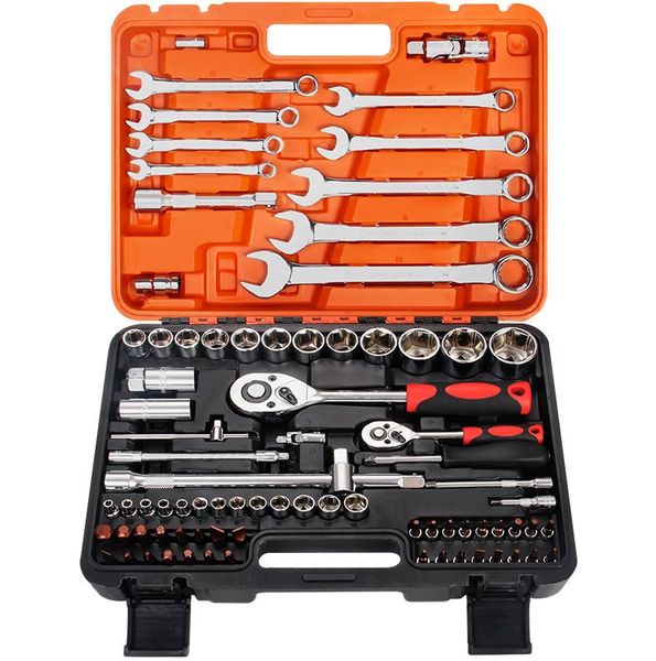 82 Piece Socket and Wrench Set 1/2" 1/4