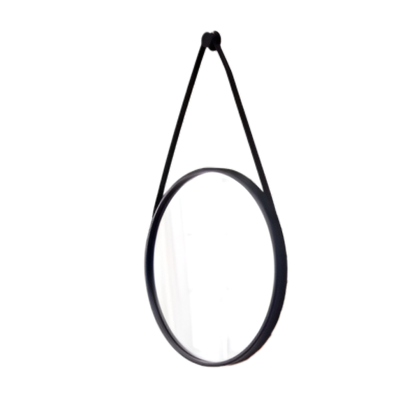 Black Rubber Round Mirror - 50 x 50
