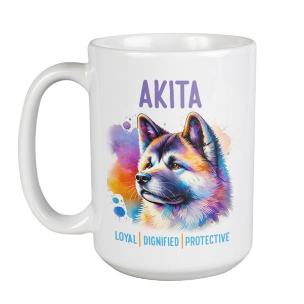 Jumbo Akita Dog Mug - 440ml Watercolour Style Mug for Dog Lovers