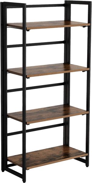 Anchor 4 Tier Bookshelf Folding Home Office Book Case Shelving Rustic Brown