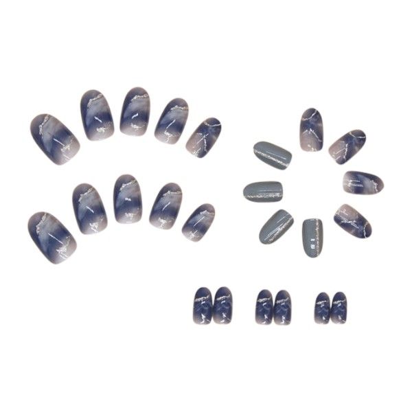 24 Piece - Long Almond Shaped Press-On Nails - Multicolor