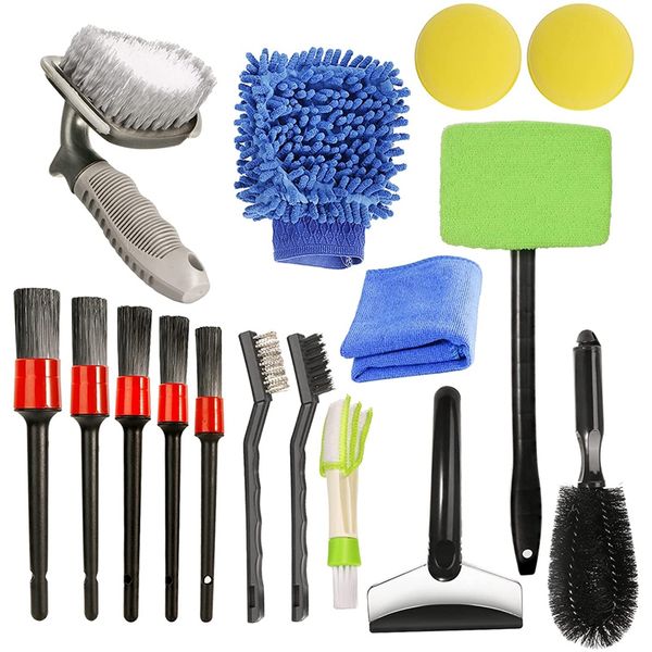 16 Pcs Car Care Brush Kit Detailing Brushes Car Compatible with Universal
