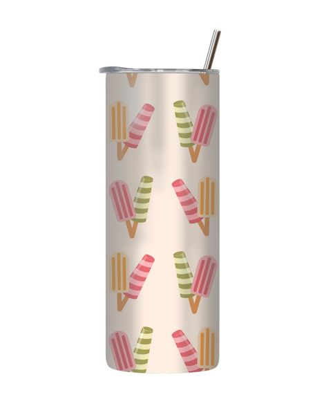 Strip 20 Oz Tumbler with Lid Straw Trendy Ice Cream Pattern Graphic Gift218