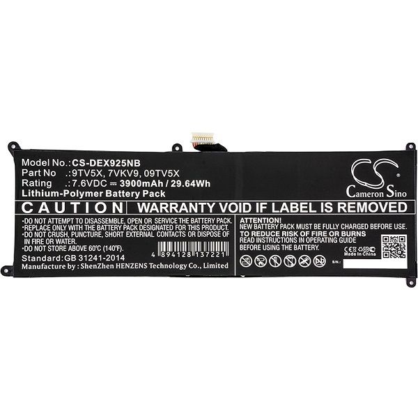 Replacement Battery For DELL Latitude 12; XPS 12-9250; XPS 12 2in1 9250