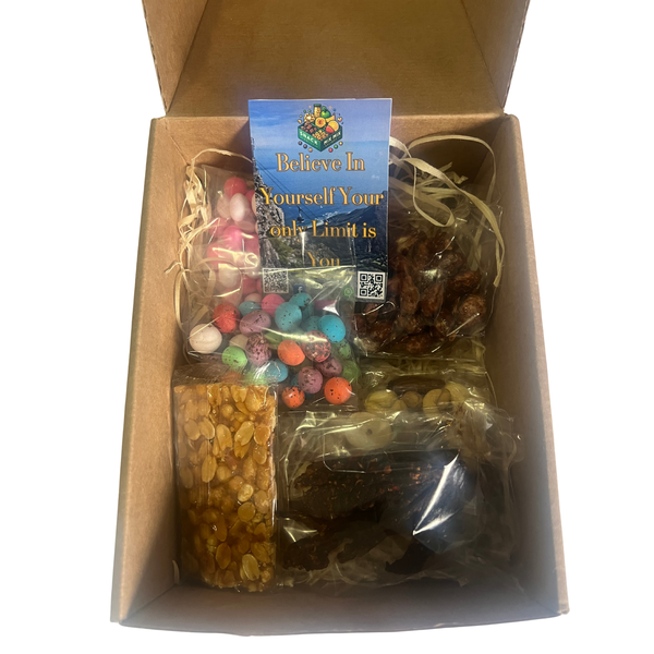 Everyday Snack Delight Box - Chilli Biltong, Nuts, Peanut Bar &amp; Candy Mix