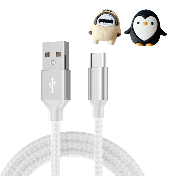 3M Nylon USB-C Fast Charging Cable with 2 Animal Protectors - Quick Charge