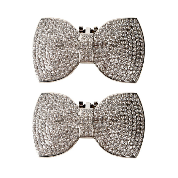 Shining Bow Bow-Knot Bridal Wedding Party Shoes Decorations - Silver