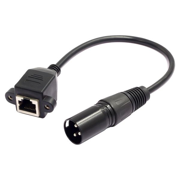 Black L18 XLR 3 Pin Male to RJ45 Cable Adapter 0.3M