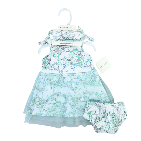Flower Print Dress and Headband Set for Girls with Pants