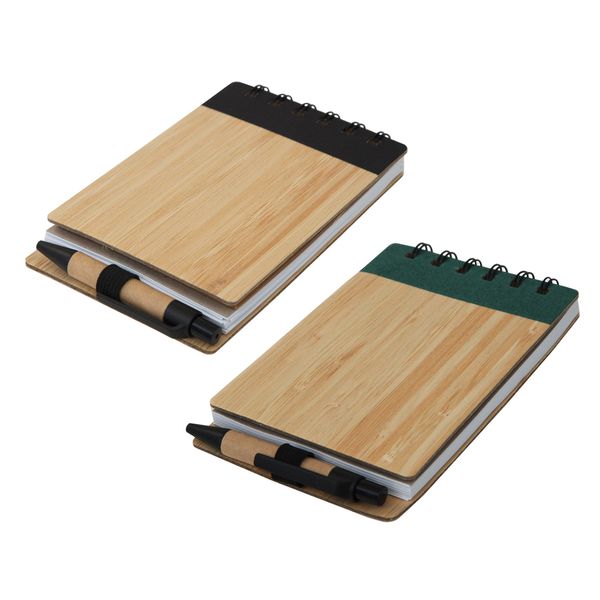 Marco Wood Notepad with Sticky Memo &amp; Pen [2-Pack]