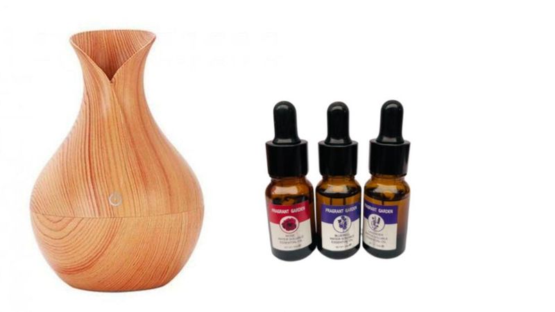 Ultrasonic Aroma Humidifier with Essential Oil - 3 Piece/10ml