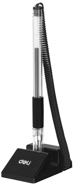Deli Desk Pen Stand With Black Gel Pen With TPR Soft Grip - 6791