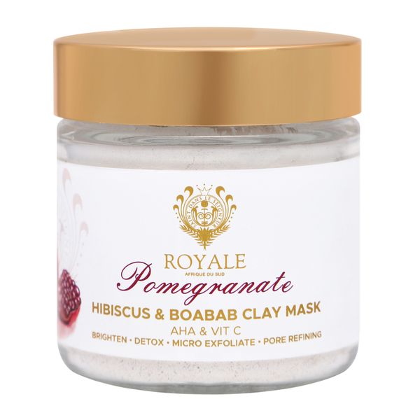 ROYALE Pomegranate, Hibiscus(AHA) &amp; Boabab(Vit C) Clay Mask 100ml