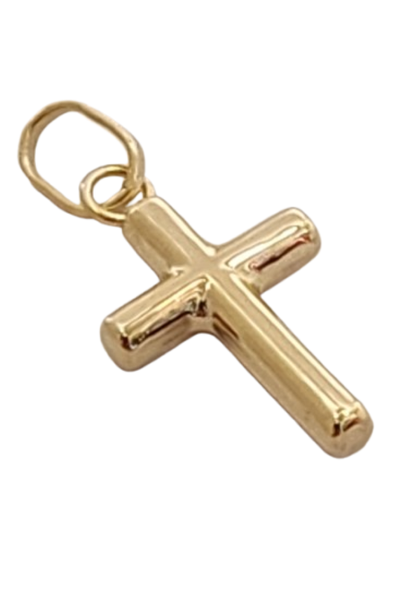 9ct Small Yellow Gold Kids Plain Round Cross