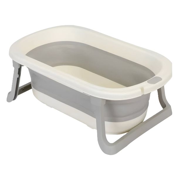 Collapsible Baby Bathtub with Non Slip Legs and Drain Hose - Grey
