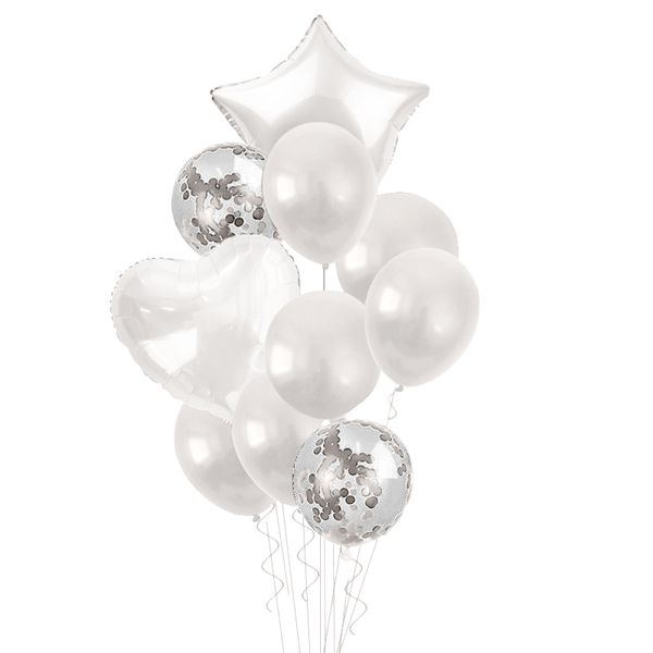 BubbleBean- Silver Bunched Party Helium Balloons - 10 Piece
