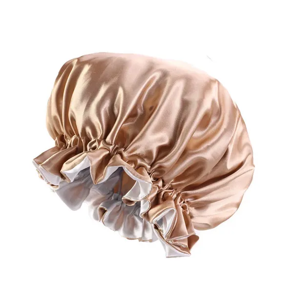 Light Brown and Cream Comfortable Reversible Duchess Satin Bonnet New Style