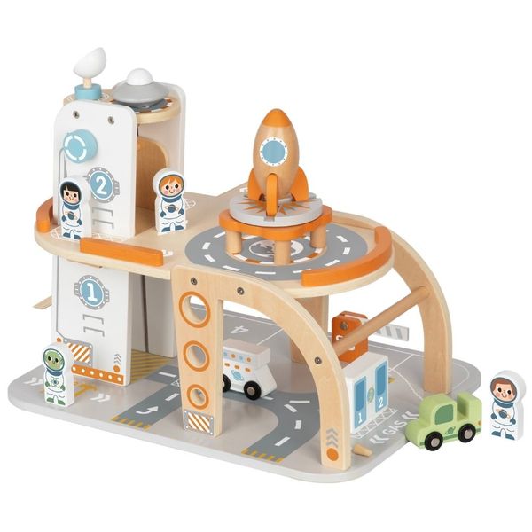TookyToy - Pretend Play Wooden Space Station Play Set - 14 Pieces