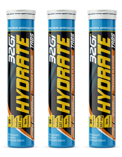 Hydrate - Fast Absorbtion Hypotonic Solution - 80g Tabs - Orange - 3 Pack