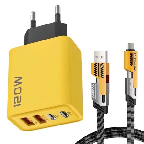 120W Fast Charger Set 2 USB & 2 65W Type-C PD Super Fast Charger & Cable Image