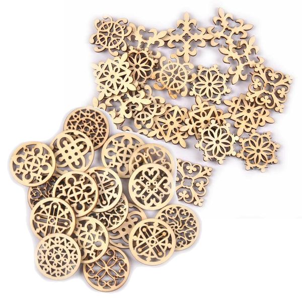 Craft Scrapbooking Flower Lace Pattern Wood Slices Embellishments Set of 40