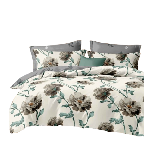 Linen Boutique - Duvet Cover Set Reversible-FloralGrey