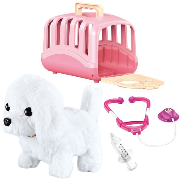 Plush Puppy Dog Carrier Vet Playset - Electronic Pet Toy for Toddlers