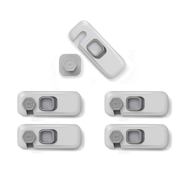 Baby Safety Cabinet Locks, Child Fridge Drawer Latches Set of 5 - Grey