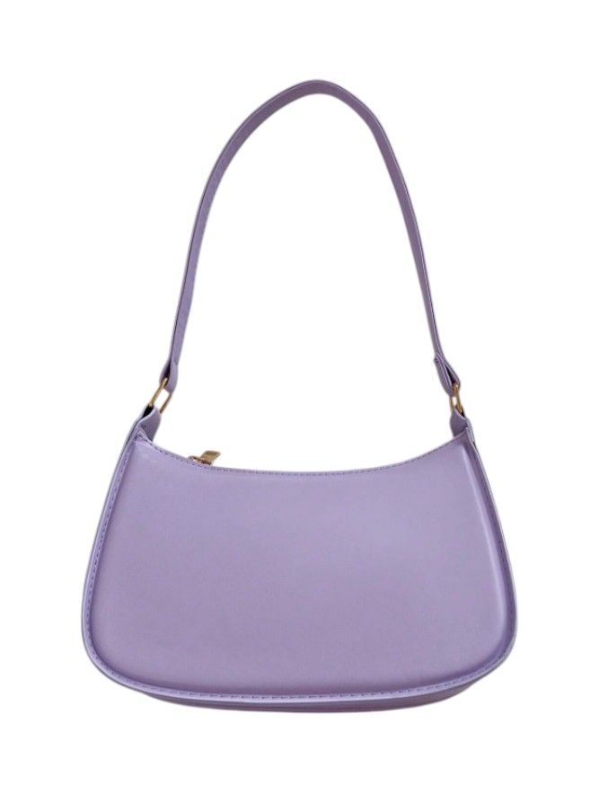 Minimalistic Shoulder Bag With Zipper Closure And Gold-Tone Accents