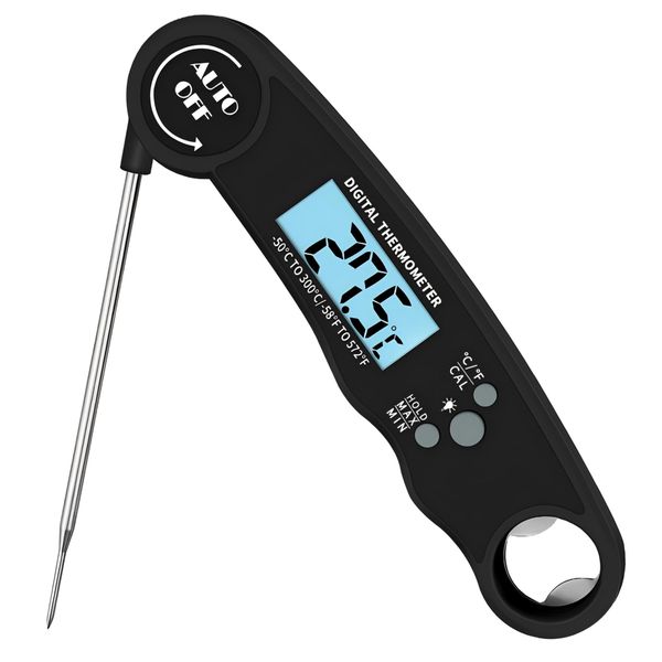 Folding Digital Meat Thermometer: Waterproof 2-3s Instant Read BBQ Probe
