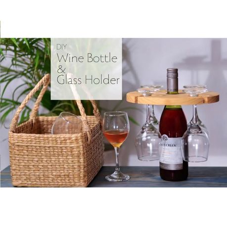 Wine Glass Drying Rack and Bottle Holder, Natural Wood Bamboo Wine Rack,Perfect  for Wine Lovers and Guests