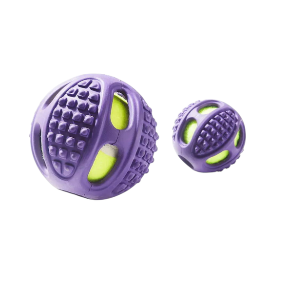 2-in-1 Rubber Dog Tennis Ball Toy with Inner Ball Small/Large Durable Chew