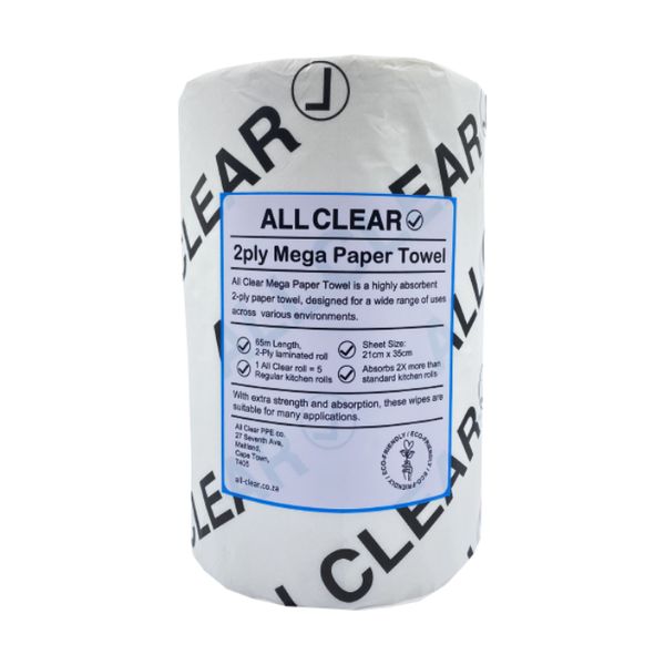 All Clear 2ply Mega Paper Towel 65m Roll