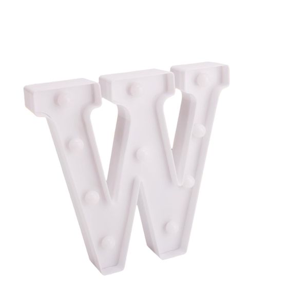 White Plastic Wall Mount 22 cm LED Letter W