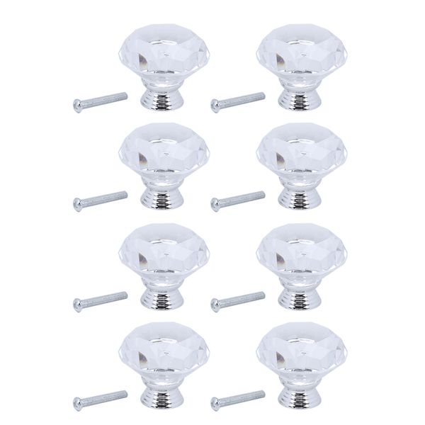8-Piece 40mm Crystal Glass Knobs for Cabinets and Kitchens