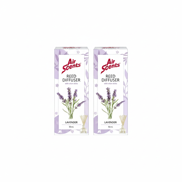 Air Scents Lavender Reed Diffuser 50ml - Soothing Home Fragrance - 2 Pack