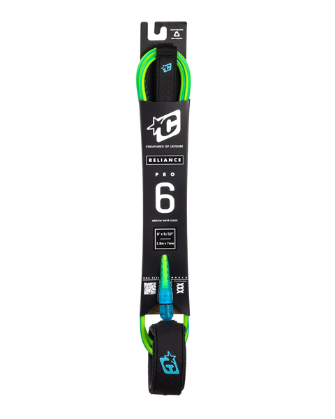 Creatures Pro 6 Surfboard Leash : Pine Lime