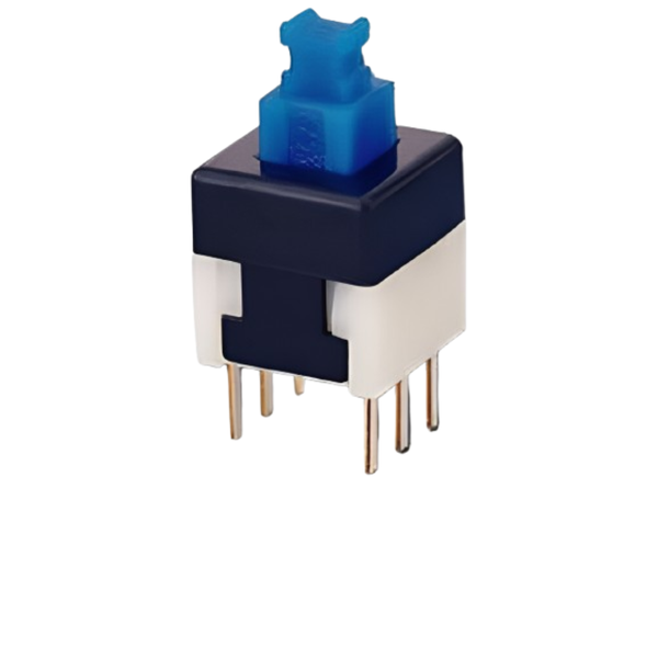 P1-1S1 Miniature Push Button Switch Latching Blue 0.1A 30VDC