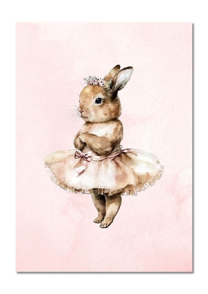 Kids Wall Art: Watercolour Ballerina Bunny - "Natalia