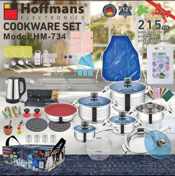 Hoffmans High Quality Stainless Steel Cookware Pot Set 215 Pieces