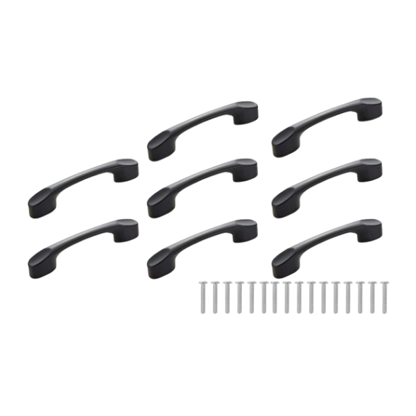 8Pcs Black Cabinet Handle Aluminum Alloy (10cm, Pitch: 64mm)