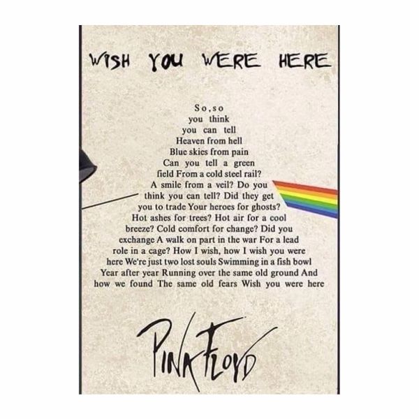 Wish You Were Here Lyrics Poster - A1