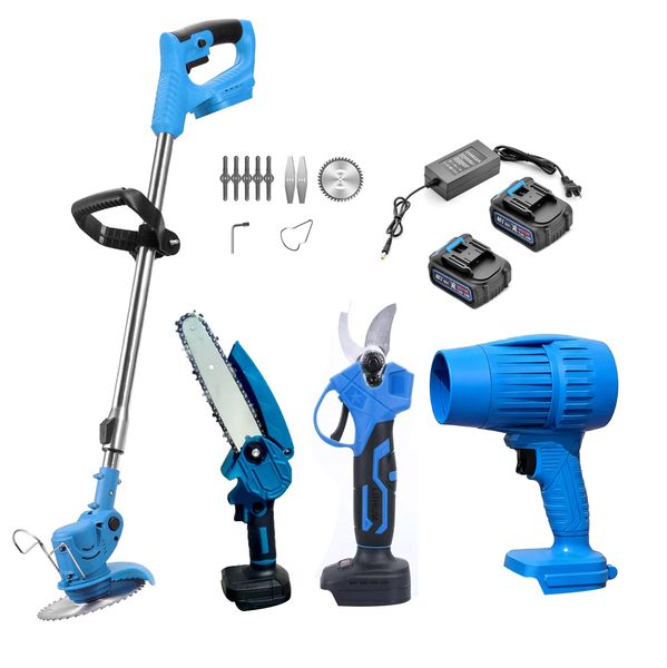 4-in-1 Garden Tool Set: Lawn Mower/Chainsaw/Pruner/Leaf Blower