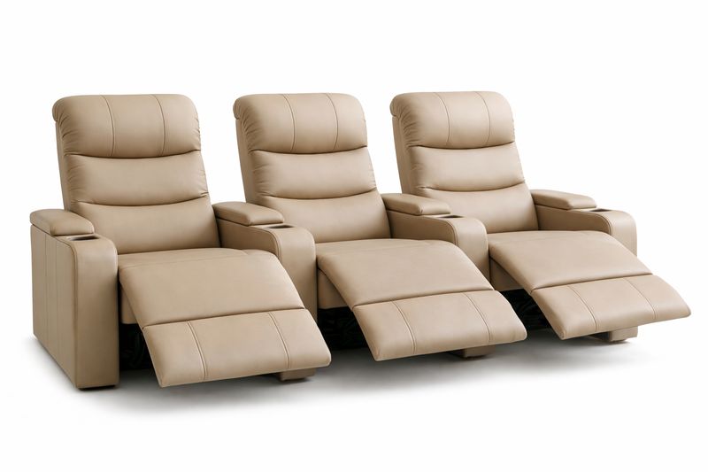 Furnity - 100% Full Geniune Leather 3 Seater Electric Cinema Room Recliner
