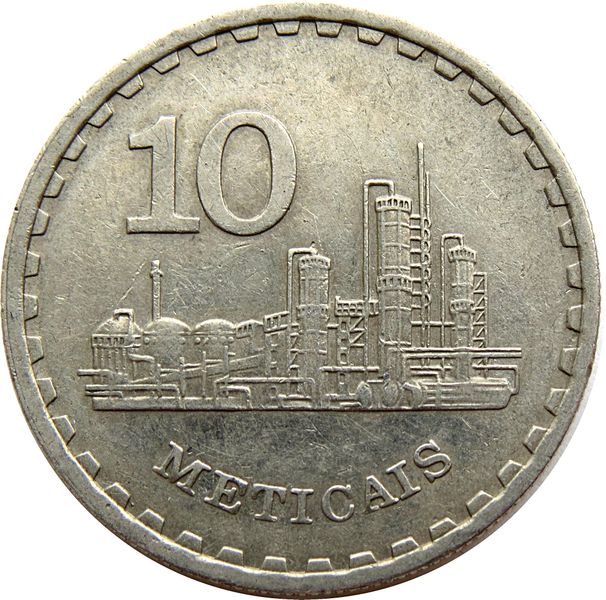 1986 Mozambique 10 Meticais Coin